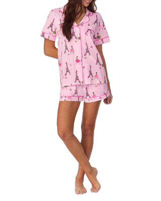 Eiffel Tower Print Shorty Pajama Set