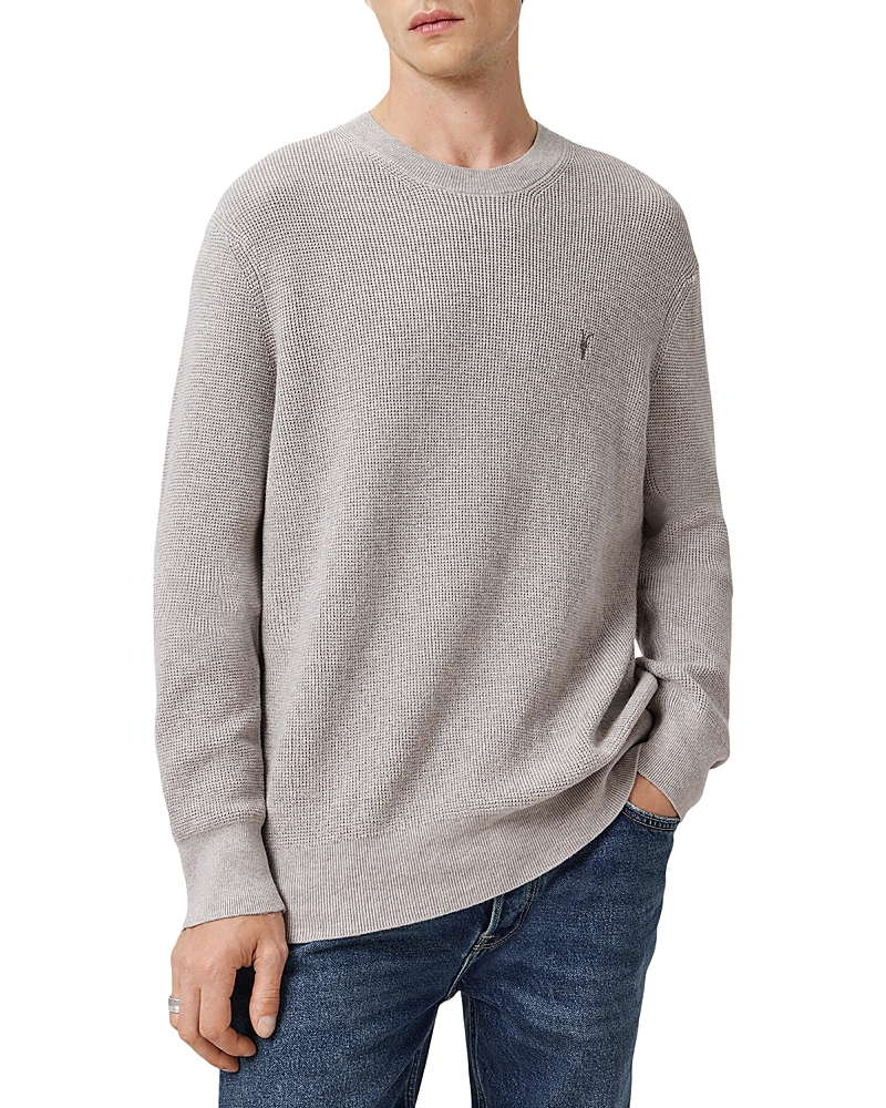 Allsaints Waffle Crewneck Sweater In Gray