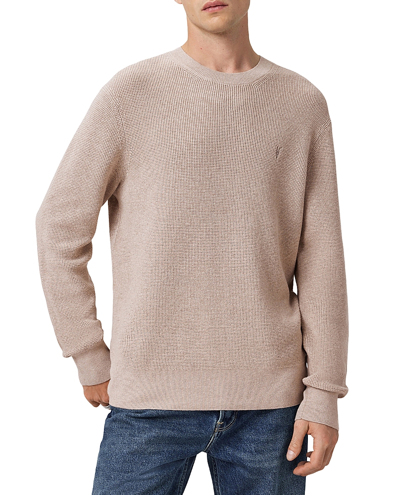 Allsaints Waffle Crewneck Sweater In Neutral