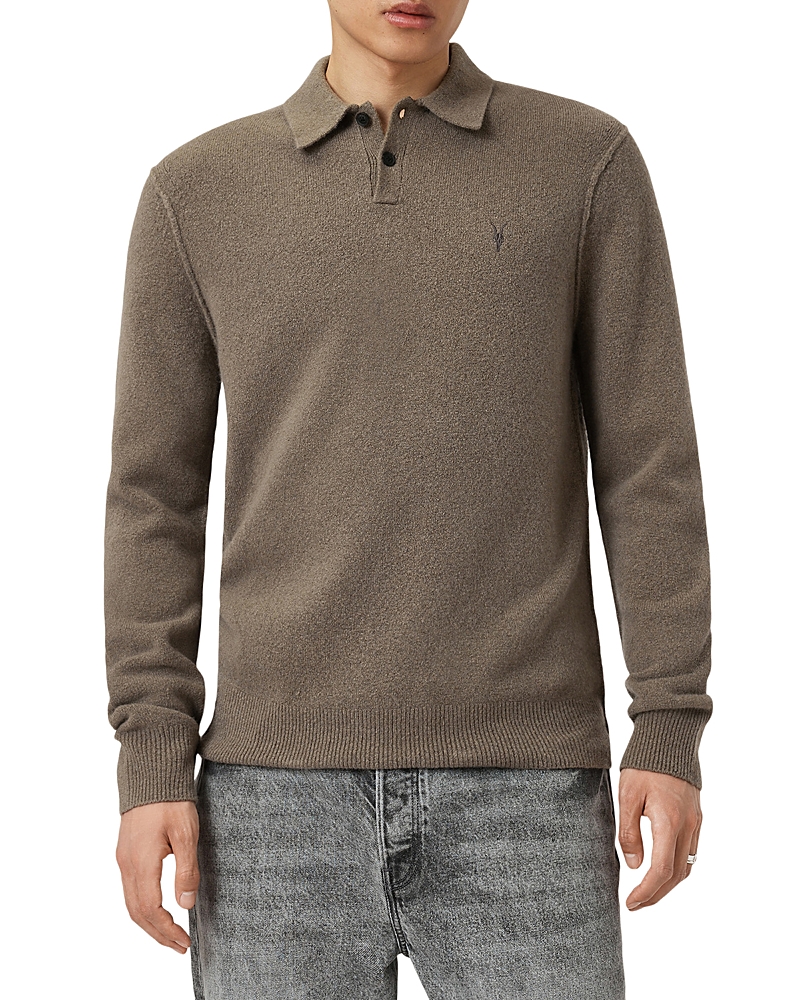 Allsaints Mens Dusky Green Statten Logo-embroidered Regular-fit Cotton Polo Shirt Xxl In Green