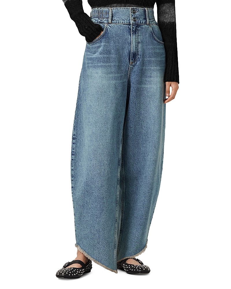 Allsaints Taylor Fray High Rise Barrel Jeans in Light Indigo