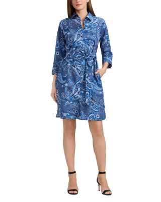 Paisley Button Front 3/4 Sleeve Dress