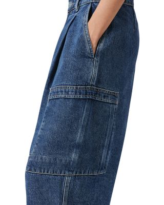 Sol Cargo High Rise Cropped Tapered Jeans in Mid Indigo