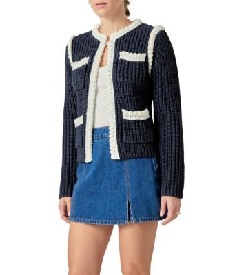  Women's Colorblock Braided Cardigan