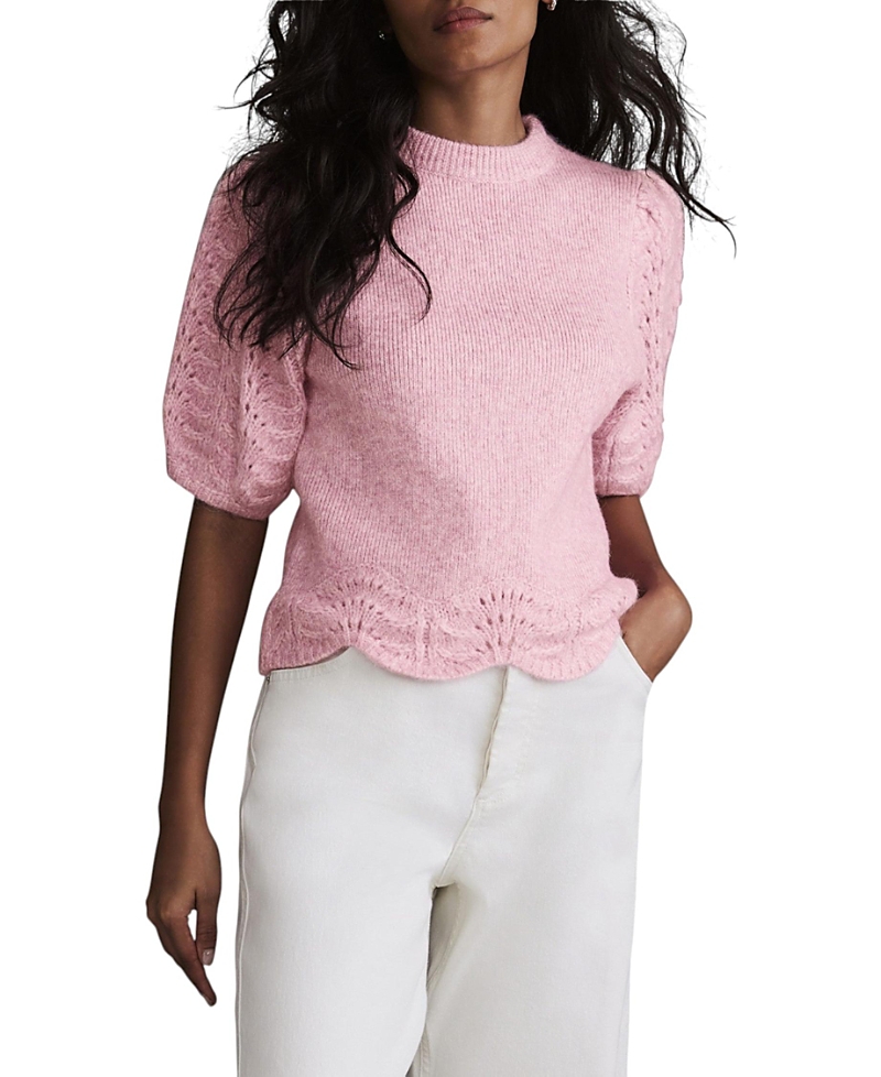 Mint Velvet Women's Stitch Sleeve Knit Top In Pink