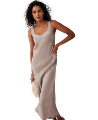  Women's Neutral Satin Slip Dress
