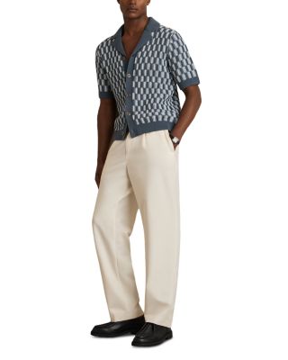 Regular Fit Geometric Knit Cuban Shirt