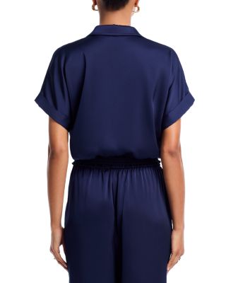 Satin Tie Front Shirt & Satin Jogger Pants