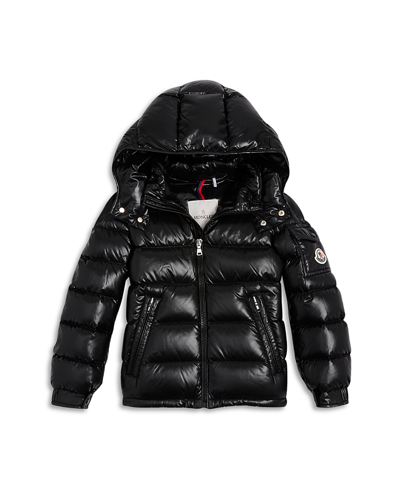 Moncler Black Bady Down Jacket For Girl With Logo In Black