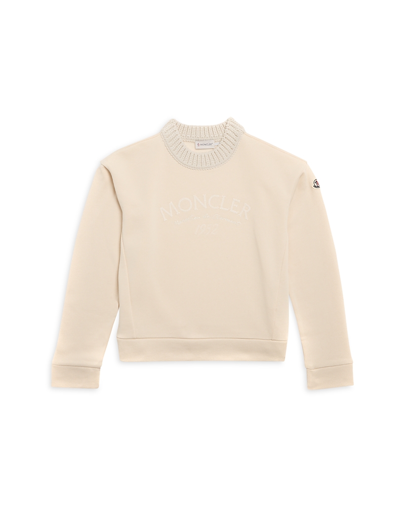 Moncler Girls' Embroidered Logo Sweatshirt - Big Kid In White