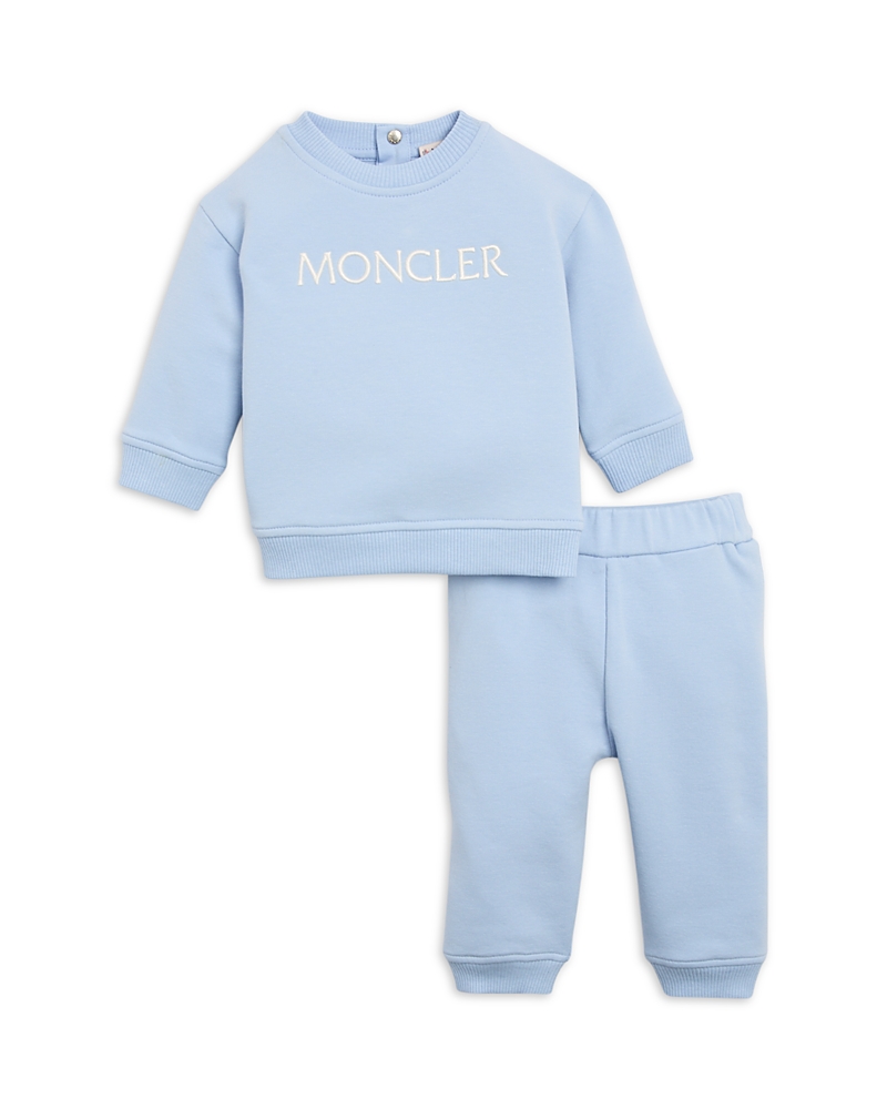 Moncler Boys' Embroidered Logo Cotton Sweatsuit Set - Baby In Blue
