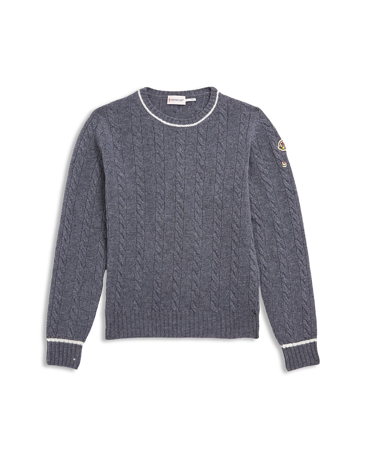 Moncler Boys' Crew Neck Cable Knit Sweater - Big Kid