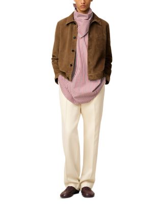  Regular Fit Button Front Leather Jacket