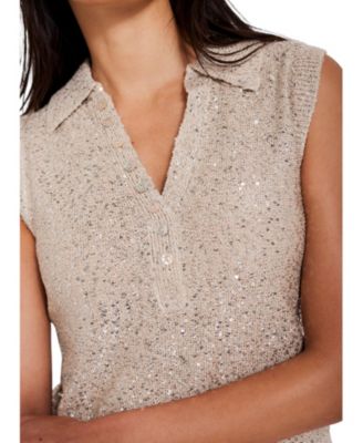  Women's Sequin Polo Top