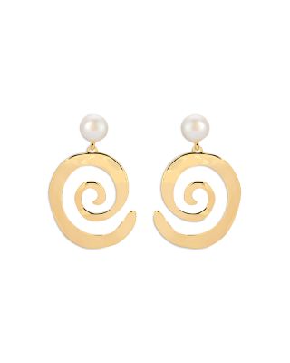 Aura Swirl Cultured Freshwater Pearl Drop Earrings