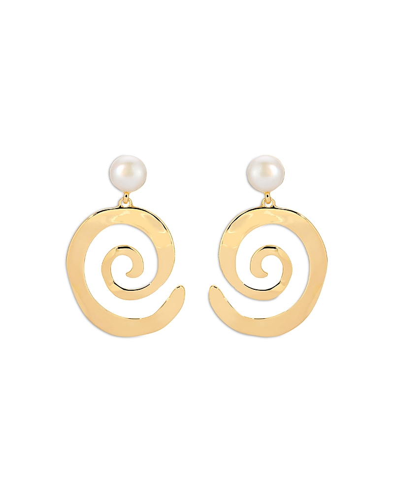 Ettika Aura Swirl Cultured Freshwater Pearl Drop Earrings · OS