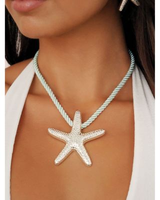 Starfish Statement Pendant Necklace, 16"-19" 