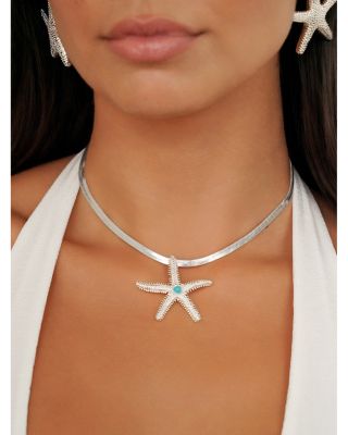 Mermaid Cove Turquoise Bead Starfish Pendant Necklace, 12"-17"