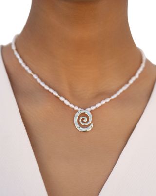 Aura Swirl Cultured Freshwater Pearl Choker Necklace, 16"-19"