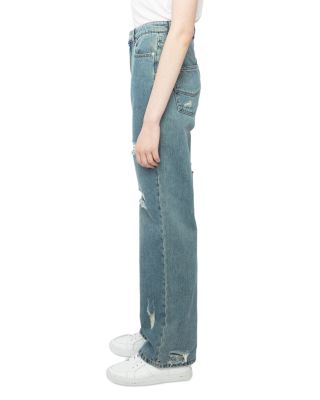 Elio High Rise Distress Jeans in Light Blue