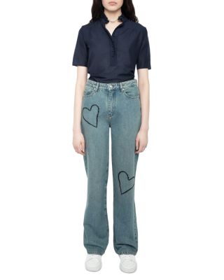 Elio Heart High Rise Jeans in Light Blue