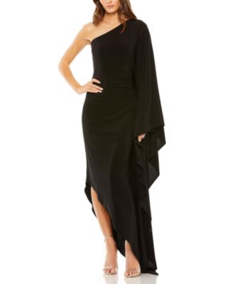 Mac Duggal - One Shoulder Cape Sleeve Ruched Detail Jersey Gown