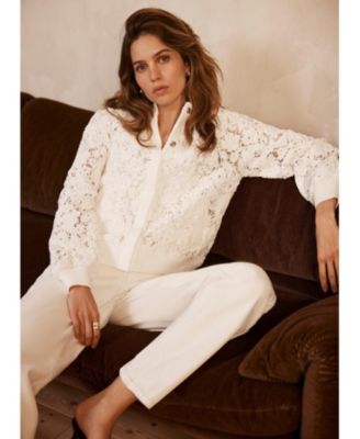  Women's Lace Mix Bomber Jacket