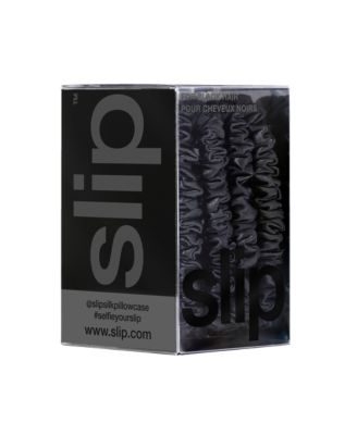 Pure Silk Back to Basics Skinny Scrunchies in Black, Set of 4