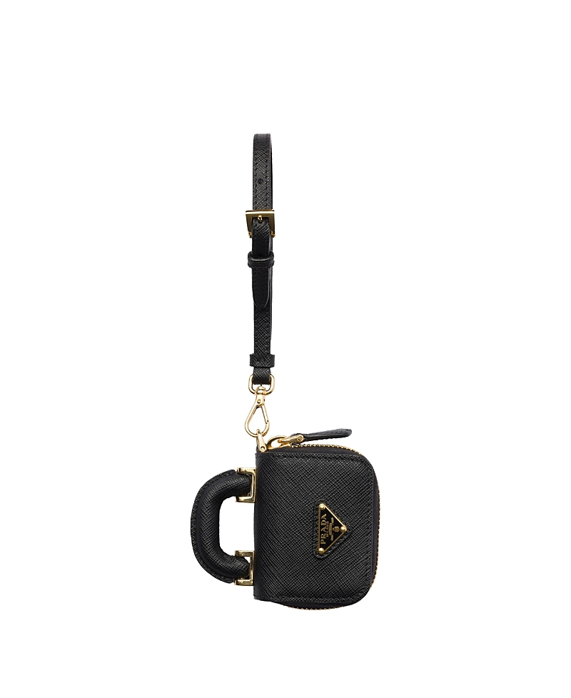 Prada Saffiano Leather Airpods Case In Black