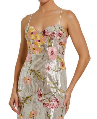 Sleeveless Bustier Floral Applique Gown