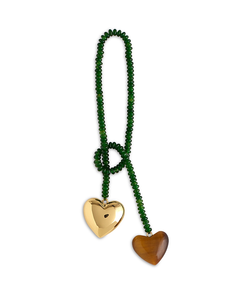 Madewell Double Heart Beaded Bag Charm In Gold