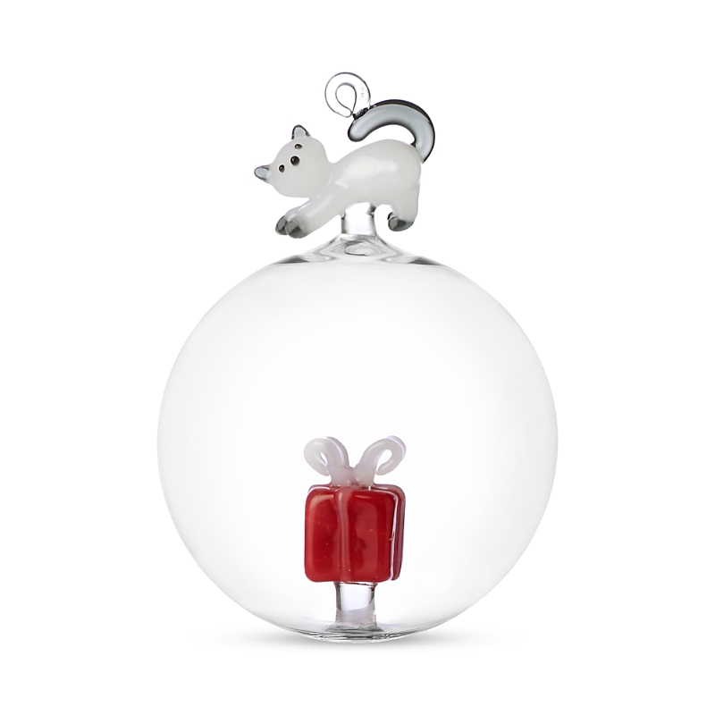 Ichendorf Gift And Cat Glass Ornament In Multi