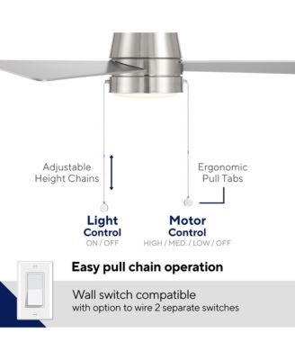 Limited Fans Hug 52in Selectable 2700-3000-4000-5000K LED Indoor or Outdoor Flush Mount Pull Chain Ceiling Fan