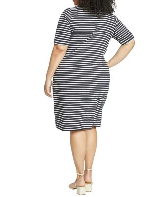 Plus Size Belle Breton Stripe Jersey Dress