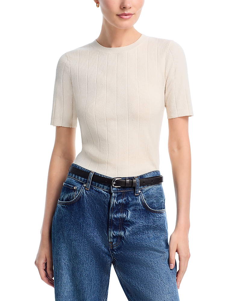 French Connection Marley Knit Round Neck Top In White