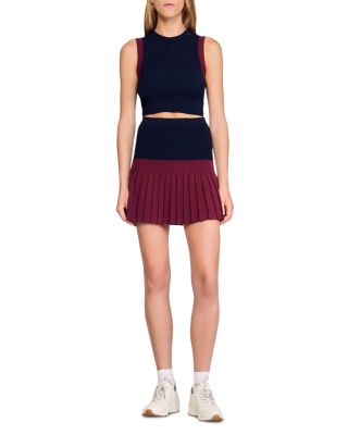 Short Two Tone Knit Skirt