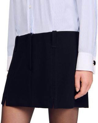 Short Dress with Dual Materials