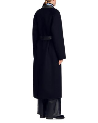Long Wool and Leather Coat