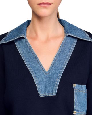 Sweater with Denim Details
