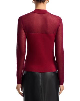 Sheer Knit Mock Neck Top - Exclusive 