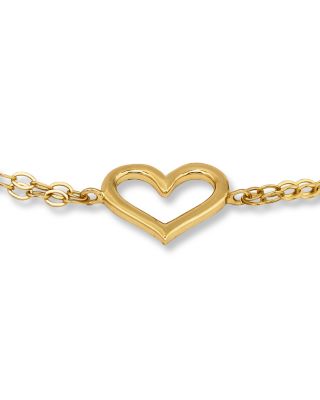 18K Gold Over Sterling Silver Heart Ankle Bracelet - Exclusive