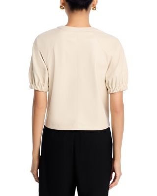 Roxanne Faux Leather Split Neck Top