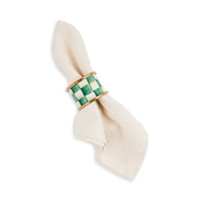 Emerald Check Napkin Rings, Set of 4