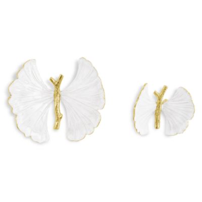 Butterfly Ginkgo Golden Decorative Objects, Set of 2