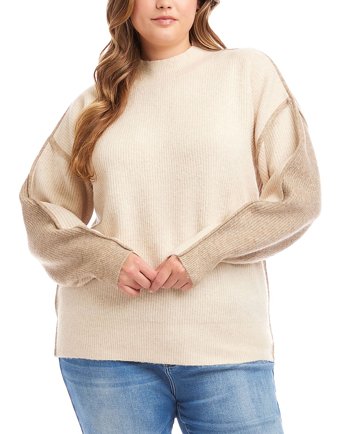 Karen Kane Colorblocked Mock Neck Sweater