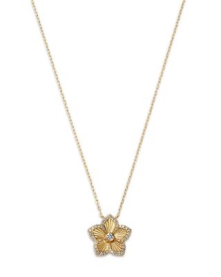 Bloomingdale's Fine Collection - Diamond Flower Pendant Necklace in 14K Yellow Gold, 0.25 tcw