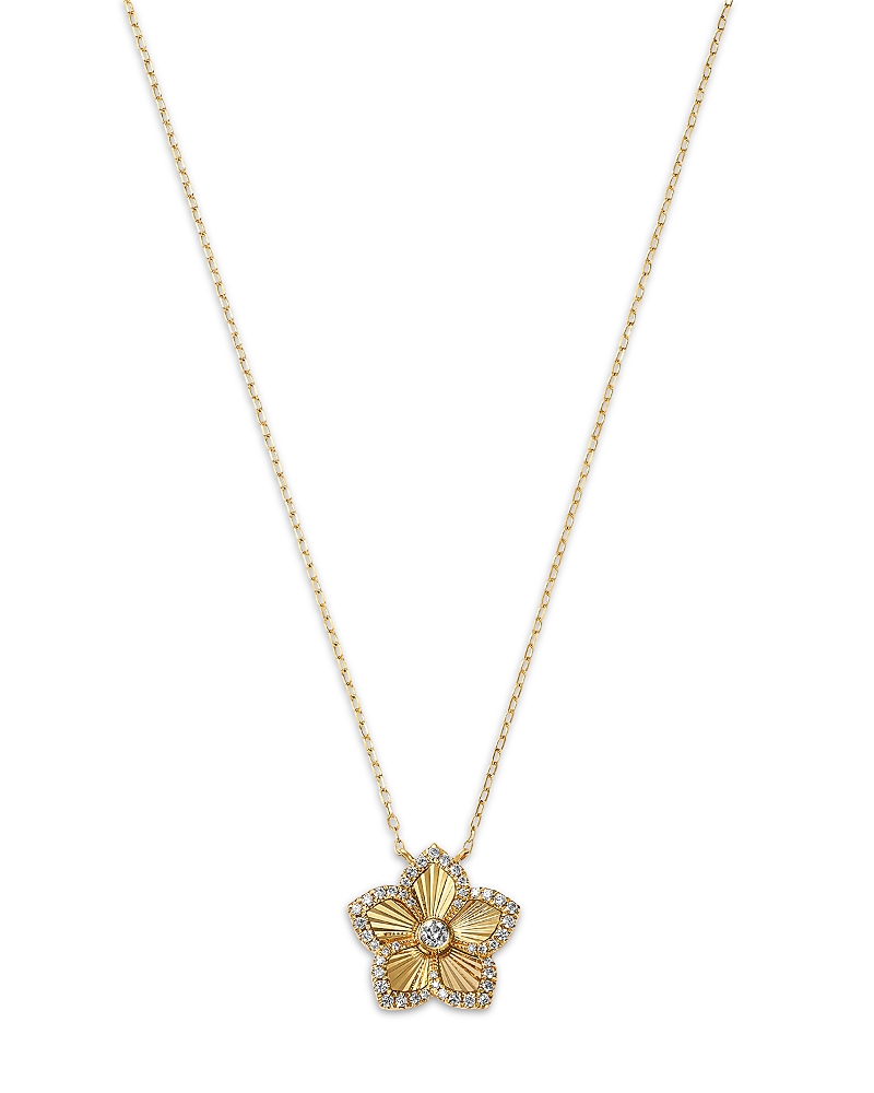 Bloomingdale's Fine Collection Diamond Flower Pendant Necklace in 14K Yellow Gold, 0.25 tcw