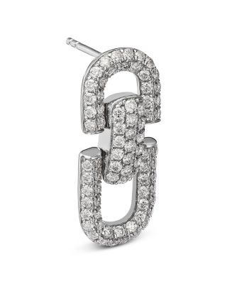 Diamond Link Drop Earrings in 14K White Gold, 1.2 tcw