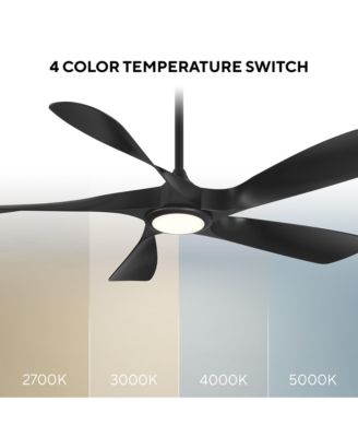 WAC Smart Fans Swirl 5 54in Selectable 2700-3000-4000-5000K LED Indoor or Outdoor Smart Home Ceiling Fan
