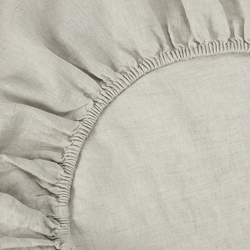 Piglet In Bed Plain Linen Fitted Sheet, Full In White